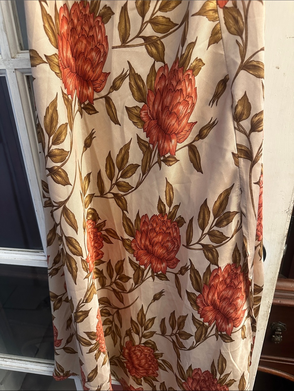 💜#55 BNWOT PETAL & PUP Floral Bow-front MIDI Dress in Cream and rust - Picture 3 of 10